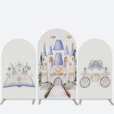 Lila Schloss Märchen Mädchen Geburtstag Bogen Hintergrund Bausatz